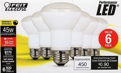 Feit Electric 45 Watt Equivalent Dimmable Soft White R20 LED Bulbs (6 Pack) • $9.99