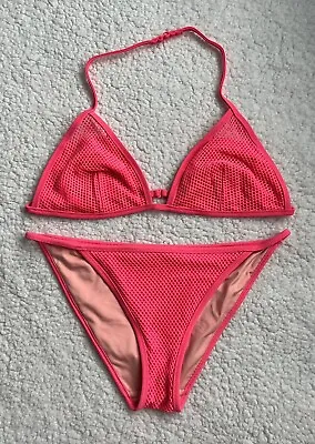 Victoria’s Secret Neon Pink Mesh Fishnet Swimsuit Bikini Set Large • $20