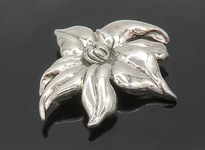 MMA 925 Sterling Silver - Vintage Shiny Flower Motif Brooch Pin - BP6390 • $89.99