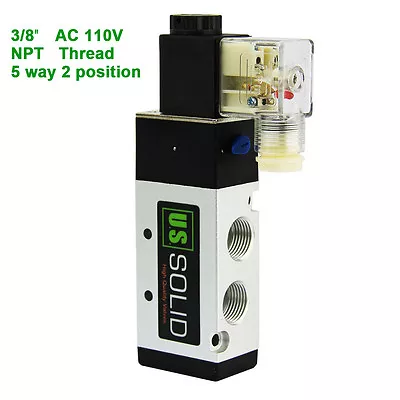 U.S. Solid 3/8  Pneumatic Electric Solenoid Valve 5 Way 2 Position AC 110V Air • $20.49