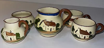 Vtg Torquay Watcombe Pottery England Motto Ware PitcherCream Sugar Cups Cottage • $29.40