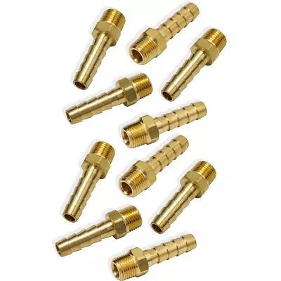 10 PCS 1/4(6mm) Inch Hose Barb To 1/8 Inch Male Thread Fitting Brass Connector • $12.76