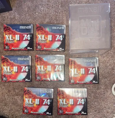 7 X Maxell XL II 74 MD Minidisc Brand New & Sealed & Storage Box • £25.99