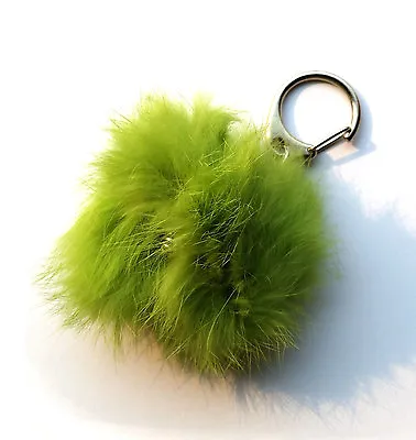 Rabbit Fur Keychain - Green • $3.99