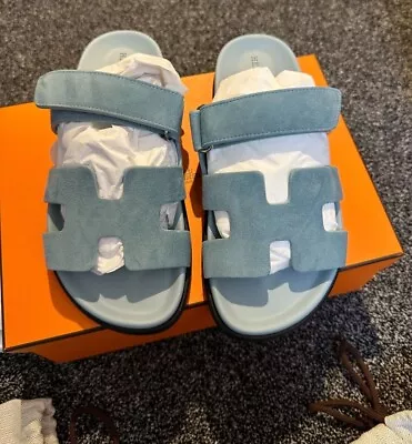 $1680 • Buy Hermes Chypre Sandals Vert D'eau 39 Eu *bnib