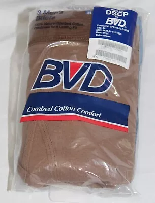 Vintage BVD Briefs Mens 34 Brown 3 Pack Military Army Underwear 100% Cotton USA • $27