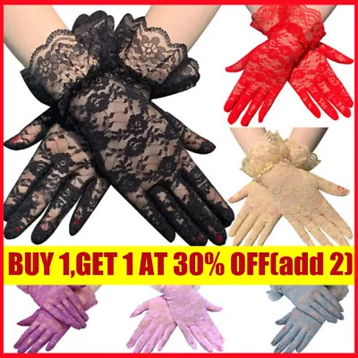£3.02 • Buy Women Lace Gloves Mesh Fishnet Satin Long Fancy Dress Long Short Gloves Sexy