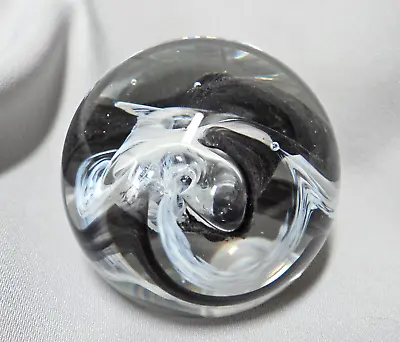 Beautiful Black & White Caithness Moon Crystal Paperweight ~ Made In Scotland • $17.50