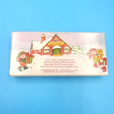 Vintage 1987 Avon JOLLY REINDEER SNAP APART SOAPS Christmas MINT GREEN Sleigh • $8.88