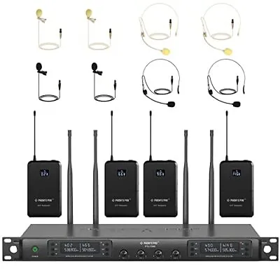 Wireless Microphone System Quad Channel Cordless Mic Set With Four • £439.65