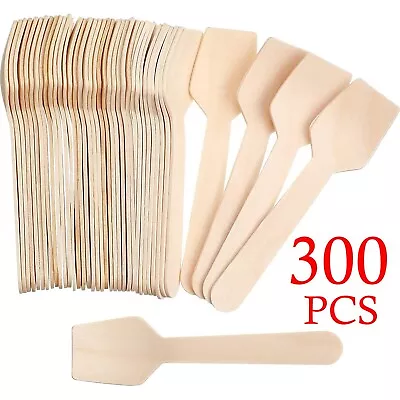 300 Pcs Disposable Mini Wooden Spoons 3.5  Tasting Spoons Ice Cream Spoon Beige • $14.99