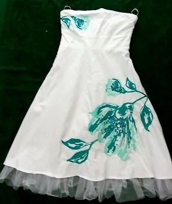£16.99 • Buy  Beautiful Ladies/Teenagers Evening/Prom Dress. White And Turquoise.Size 10. Bay