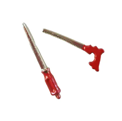 Dollhouse Miniature Metal Workshop Tools Keyhole Saw & Screwdriver Red Handle • $2.50