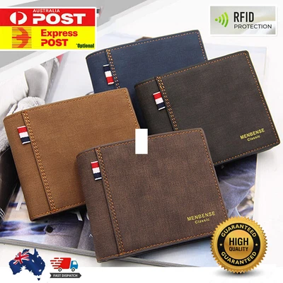$12.99 • Buy RFID Blocking Leather Wallet Anti-theft Credit Card Holder Men Men's  Purse Au