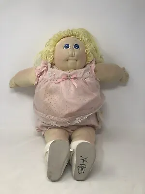 1983 Cabbage Patch Xavier Roberts Little People Soft Sculpture Doll Pink Dress • $49.99