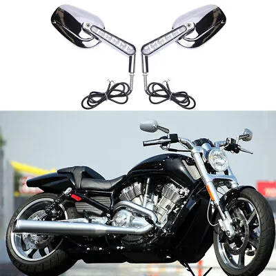 For Harley Davidson V-Rod Muscle VRSCF Motorcycle LED Turn Signal Mirrors Chrome • $79.29