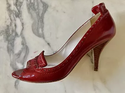 £30 • Buy Rupert Sanderson Red Patent Open Toe Size 39 1/2 Shoes Approximately 8cm Heel