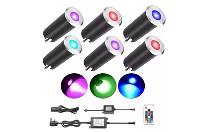 LED DECKING LIGHTS X 6 Pcs PLINTH LIGHTS MAINS POWERED WATERPROOF Colour Change • £44