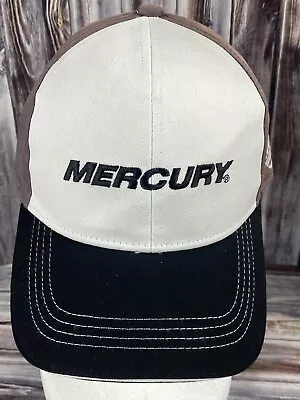 Mercury Marine White Black Brown Strap Back Adjustable Trucker Hat  • $14.24