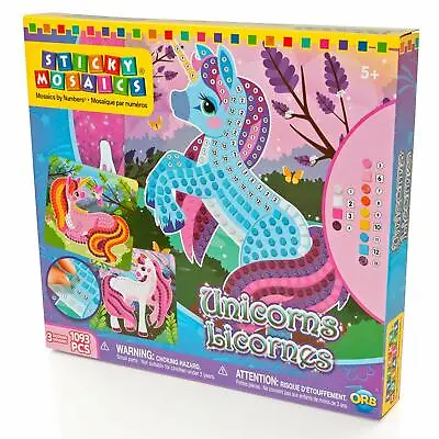 Sticky Mosaics Glitter Unicorn Mosaic Kids Craft Orb Factory NEW Crafting Toy • £10.99