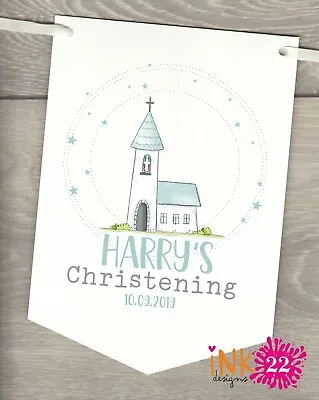 Personalised Baptism Christening Naming Day Decoration Banner Party Bunting • £4.99