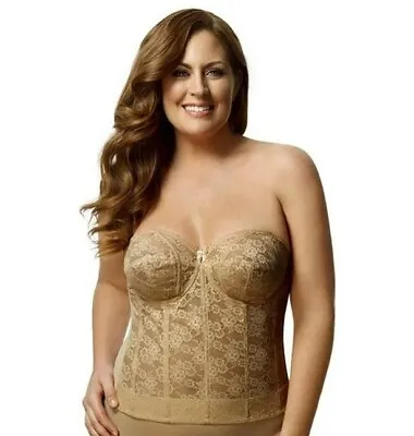 NWOT Elila 6621-03 Lace Strapless Longline Underwire Bra (Mocha) Beige 40D • £38.54