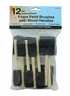 $6.75 • Buy 12pc Foam Paint Brush With Wood Handles