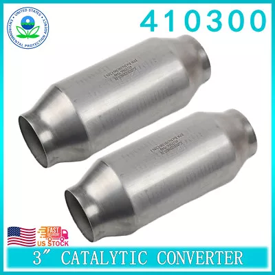 Pair 3 Inch Universal High Flow Performance Catalytic Converter 410300 • $55.99
