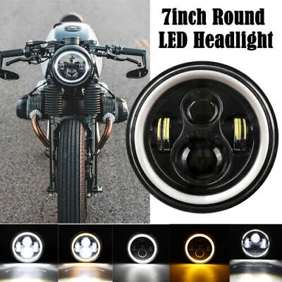 7  Inch Motorcycle Headlight Round LED Projector DRL High Low Beam For Harley • $29.98