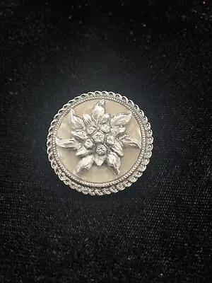 Vintage Silver Tone Mother Of Pearl Dress Scarf Clip Filigree Western Germany • $0.99