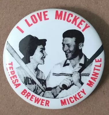 Micky Mantle & Teresa Brewer  ~ I Love Mickey Pin • $7.99