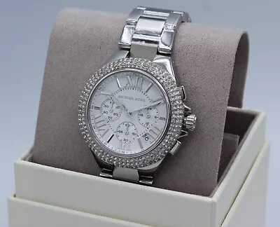 New Authentic Michael Kors Camille Silver Chronograph Crystal Women Mk6993 Watch • $149.99