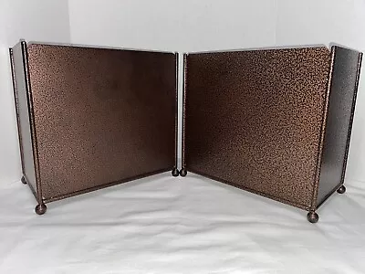 Pair Of 2 Brown Bronze Textured Metal Magazine Book Storage Bins Holders  • $19.99