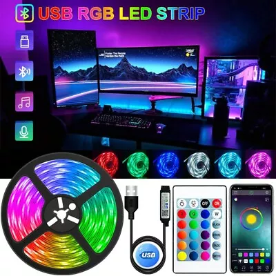 3M RGB LED Strip Lights 5050 5V Color Changing TV PC Back Light USB Bluetooth • $24.74