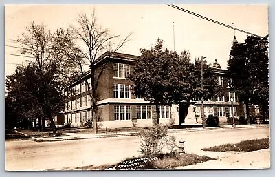 Ypsilanti Michigan~Front Of High School~Hitchnig Posts~c1910 RPPC Marine City PC • $17