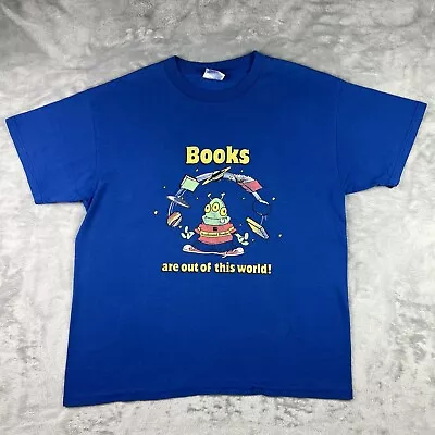 Vintage Accelerated Reader T Shirt Adult Medium Blue Books Are Out Of This World • $19.88