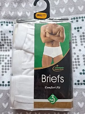 3 Pack Classic White Mens Y Fronts Briefs Small • £4.99