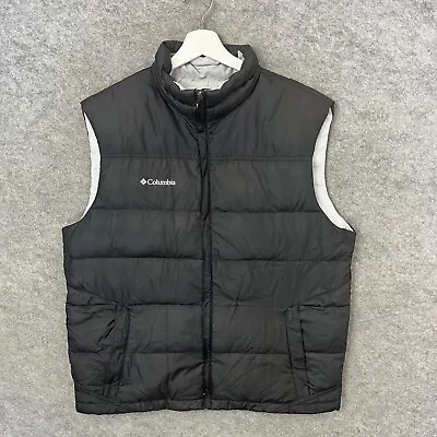 Columbia Gilet Mens Large Black Down Fill Insulated Padded Bodywarmer Vest Top • $37.32