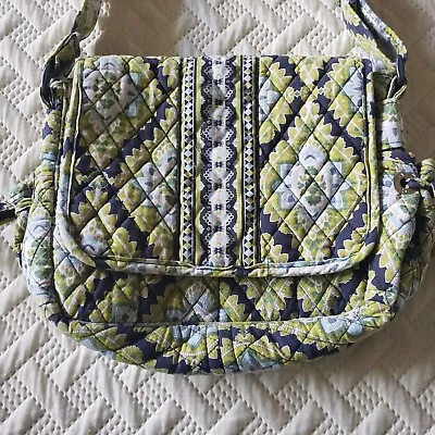 Vera Bradley Crossbody Bag Cambridge Messenger Bag Navy Blue And Green • $12.99