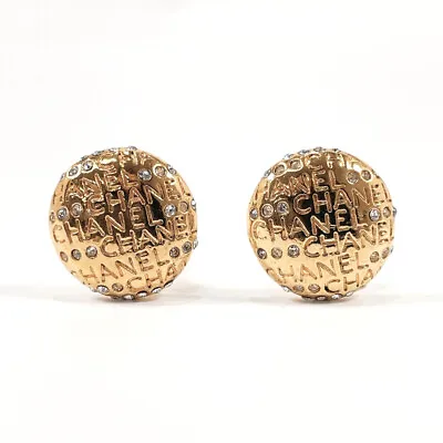 $450 • Buy CHANEL Earring Logo Metal/Rhinestone Women Vintage Accessories Jewelry