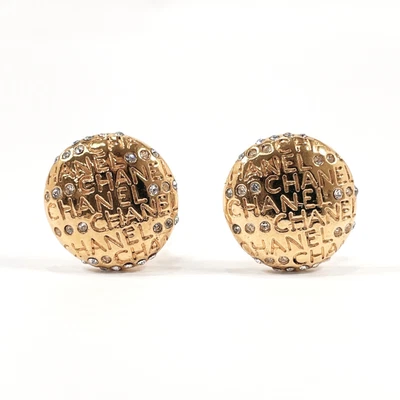 $450 • Buy CHANEL Earring Logo Metal/Rhinestone Women Vintage Accessories Jewelry