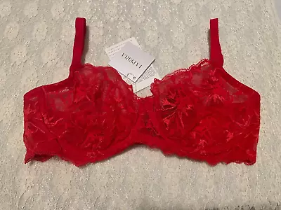 La Perla Alida Collection 38C Sheer Lace Bra Valentine Red • $129.99