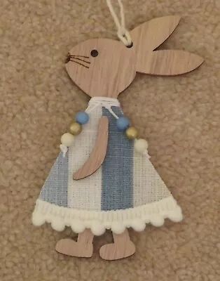 Laura Ashley Awning Stripe Super Cute Hanging Bunny Rabbit Seaspray Blue Neutral • £7.50