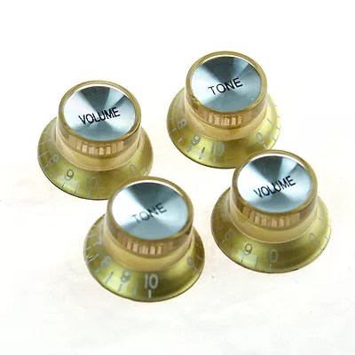 $7.99 • Buy 4x Top Hat Bell Style Guitar Knobs (2x Tone And 2x Volume) Gold D40