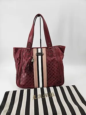 💥 L.A.M.B. Gwen Stefani ROCKSTEADY RED Leather Striped  Tote Shoulder Bag Purse • $175