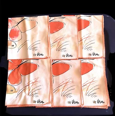 Vintage MCM Vera Neumann Signed Butterfly Cloth Napkins Ladybug Set Of 6 Orange • $49.99