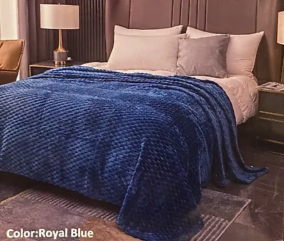 New Ultra Soft Flannel 3D King Size Velvet Cozy Blanket Blue Color 86X94” 3.5lb • $29.80