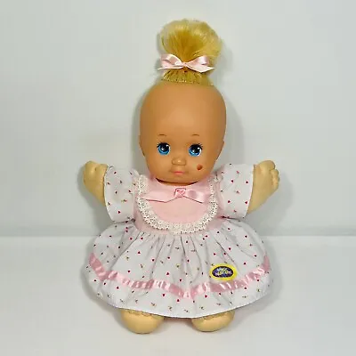 Magic Nursery Baby Doll 1989 Mattel  White Pink Dress Blue Eyes Blonde Vintage • $14.76