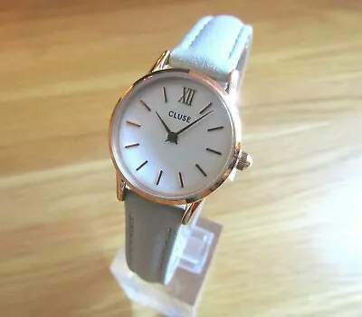 Brand New Ladies Cluse Watch White Dial Rose Gold Case Grey Leather Strap • $136.86