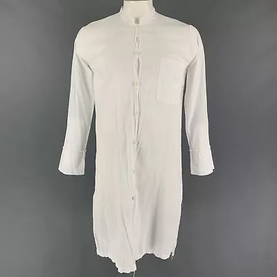 LA HAINE Size L White Cotton Nehru Collar Long Sleeve Shirt • £191.18